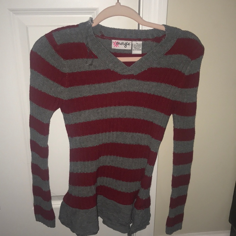 Red and gray sweater